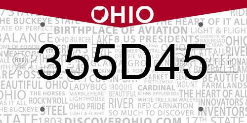 355D45 Ohio License Plate
