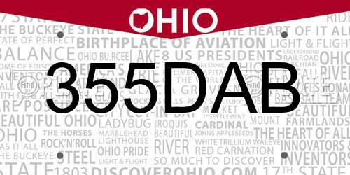 355DAB Ohio License Plate