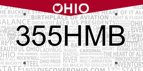 355HMB Ohio License Plate