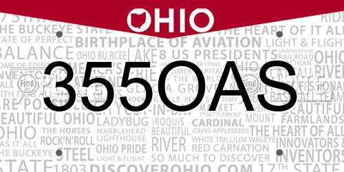 355OAS Ohio License Plate