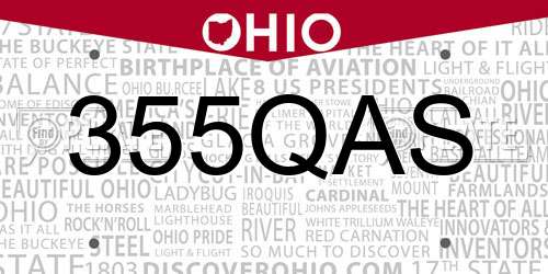 355QAS Ohio License Plate