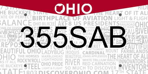 355SAB Ohio License Plate