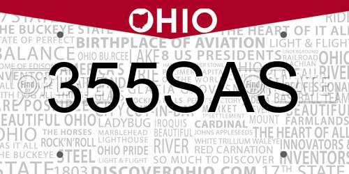 355SAS Ohio License Plate