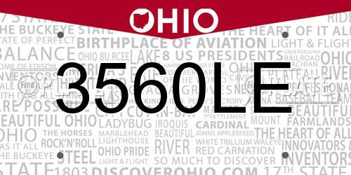 3560LE Ohio License Plate