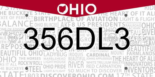 356DL3 Ohio License Plate
