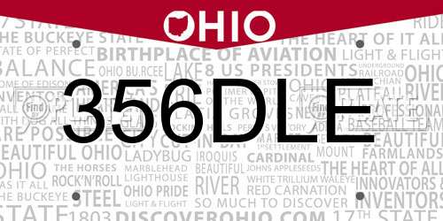 356DLE Ohio License Plate