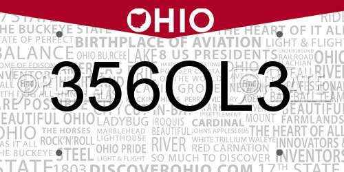 356OL3 Ohio License Plate