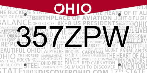 357ZPW Ohio License Plate