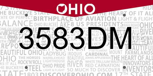 3583DM Ohio License Plate