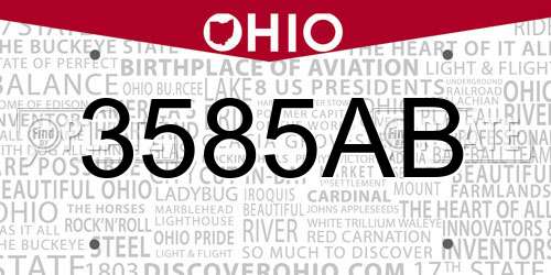 3585AB Ohio License Plate