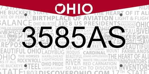 3585AS Ohio License Plate