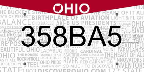 358BA5 Ohio License Plate