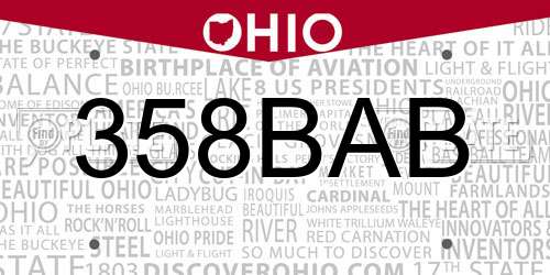 358BAB Ohio License Plate