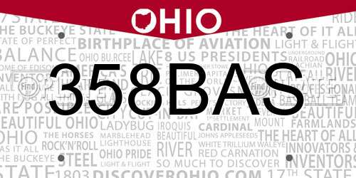 358BAS Ohio License Plate