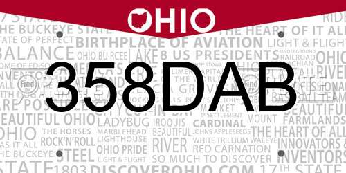 358DAB Ohio License Plate