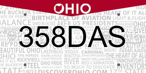 358DAS Ohio License Plate