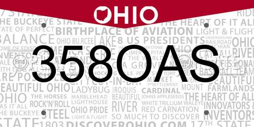 358OAS Ohio License Plate