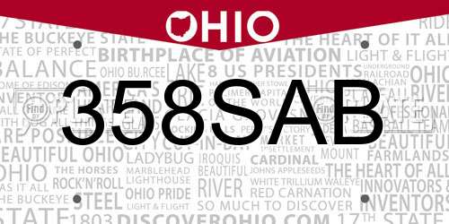 358SAB Ohio License Plate