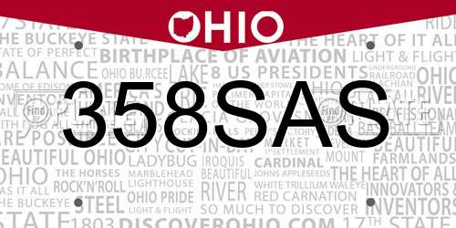 358SAS Ohio License Plate