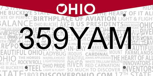 359YAM Ohio License Plate