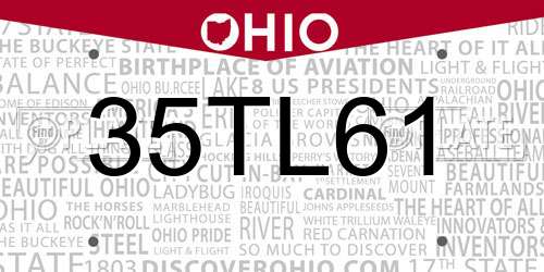 35TL61 Ohio License Plate