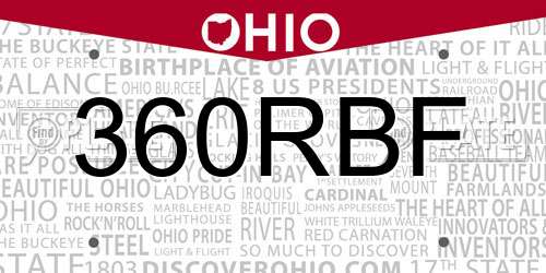 360RBF Ohio License Plate