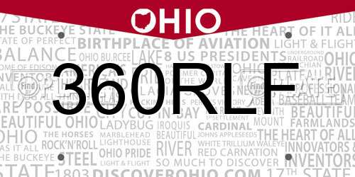 360RLF Ohio License Plate