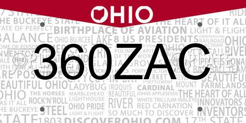 360ZAC Ohio License Plate