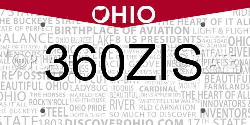 360ZIS Ohio License Plate