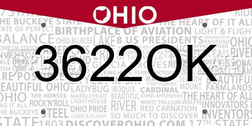 3622OK Ohio License Plate