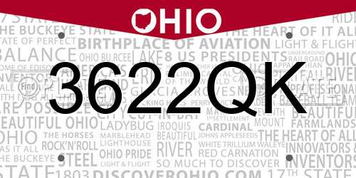 3622QK Ohio License Plate