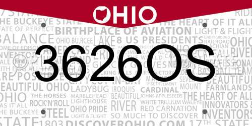 3626OS Ohio License Plate