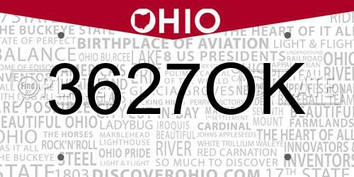 3627OK Ohio License Plate