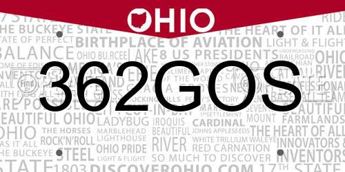 362GOS Ohio License Plate