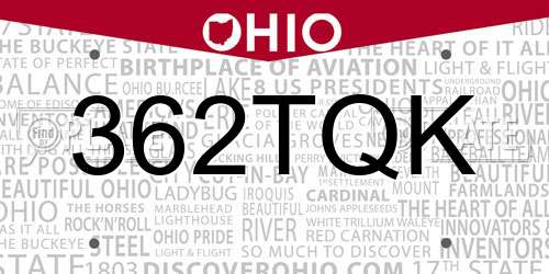 362TQK Ohio License Plate