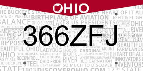 366ZFJ Ohio License Plate