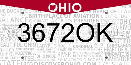 3672OK Ohio License Plate