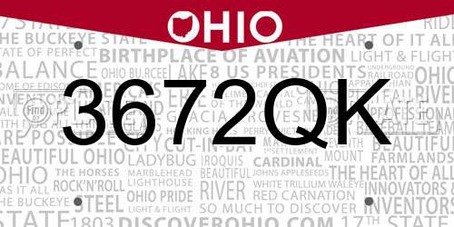 3672QK Ohio License Plate