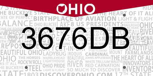 3676DB Ohio License Plate