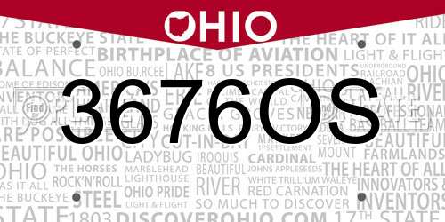 3676OS Ohio License Plate