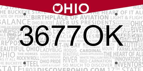 3677OK Ohio License Plate