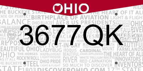 3677QK Ohio License Plate
