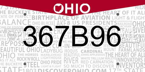 367B96 Ohio License Plate