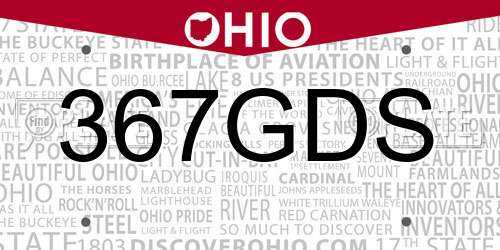 367GDS Ohio License Plate