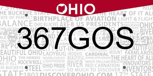 367GOS Ohio License Plate
