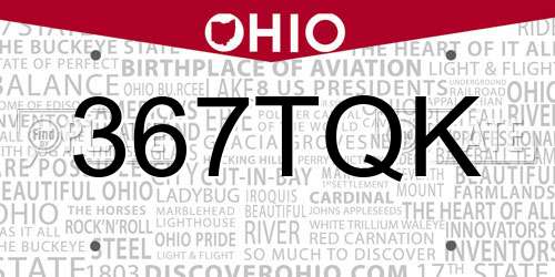 367TQK Ohio License Plate