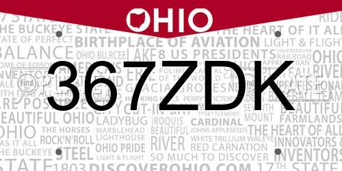 367ZDK Ohio License Plate