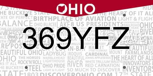 369YFZ Ohio License Plate