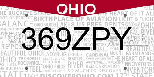 369ZPY Ohio License Plate