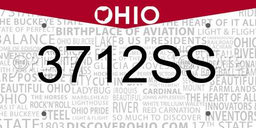 3712SS Ohio License Plate